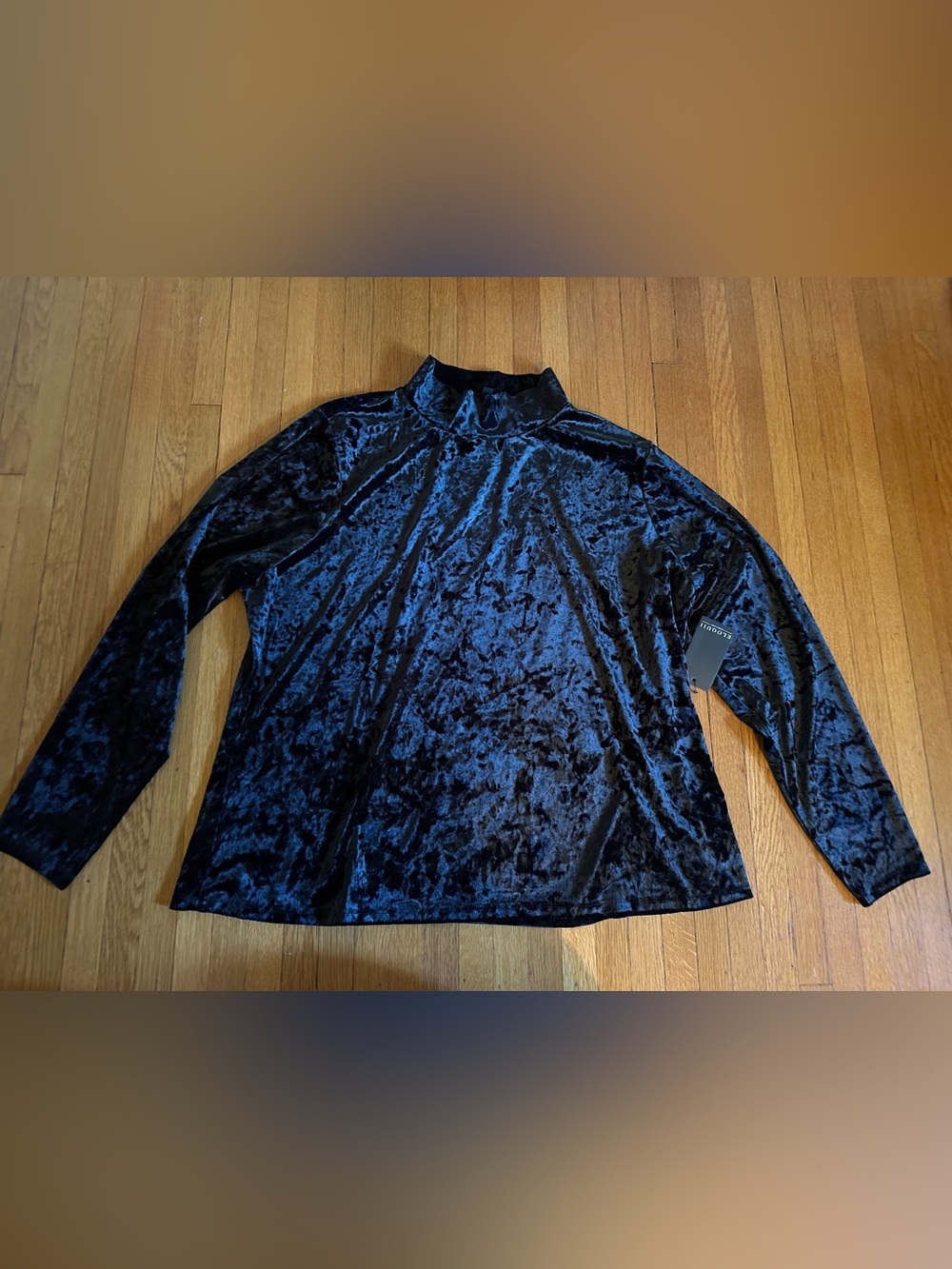 Eloquii Black Velvet Mock Long-Sleeved Turtle Neck, Size 22/24, NWT